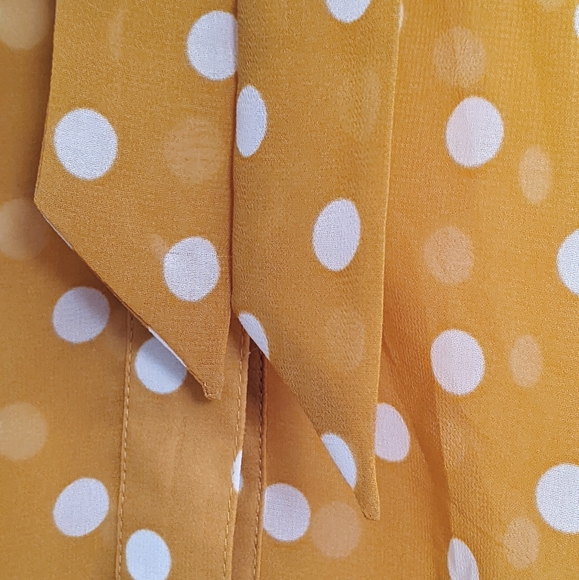 Anthro Style Marie Lund Mustard Polka Dot Blouse w Tie. Size Medium or EUR 40. - Picture 10 of 12